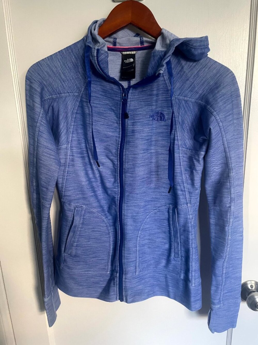 The North Face Full Zip Hoodie Womens [S] Heather Blue Thumbholes Light Wear